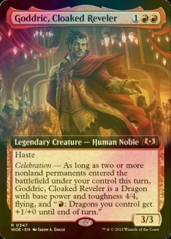 画像1: [FOIL] 擬態する歓楽者、ゴドリック/Goddric, Cloaked Reveler (拡張アート版) 【英語版】 [WOE-赤R]