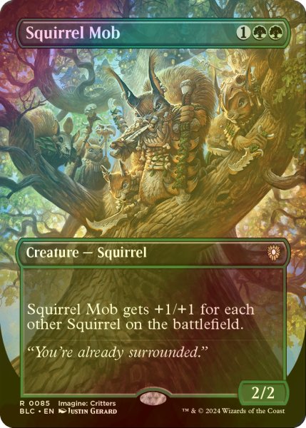 画像1: [FOIL] リスの群れ/Squirrel Mob (全面アート版) 【英語版】 [BLC-緑R] (1)