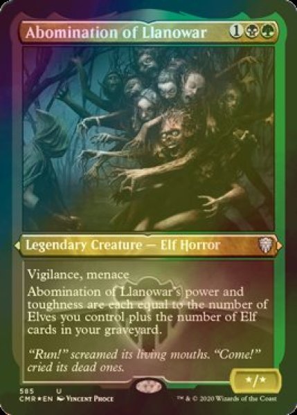 画像1: [FOIL] ラノワールの異形/Abomination of Llanowar (エッチング仕様) 【英語版】 [CMR-金U] (1)