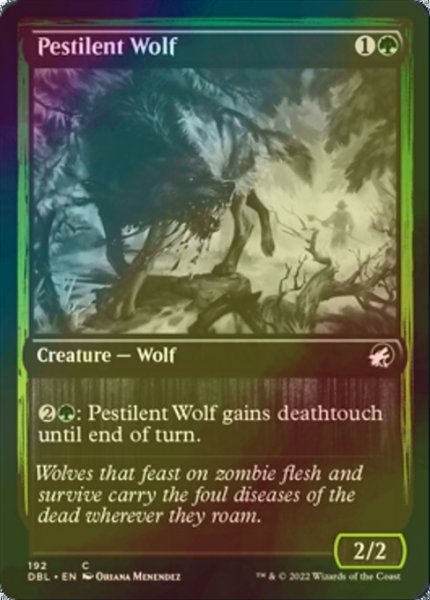 画像1: [FOIL] 伝染病の狼/Pestilent Wolf 【英語版】 [DBL-緑C] (1)