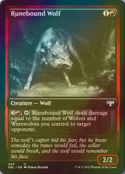 画像1: [FOIL] ルーン縛りの狼/Runebound Wolf 【英語版】 [DBL-赤U] (1)