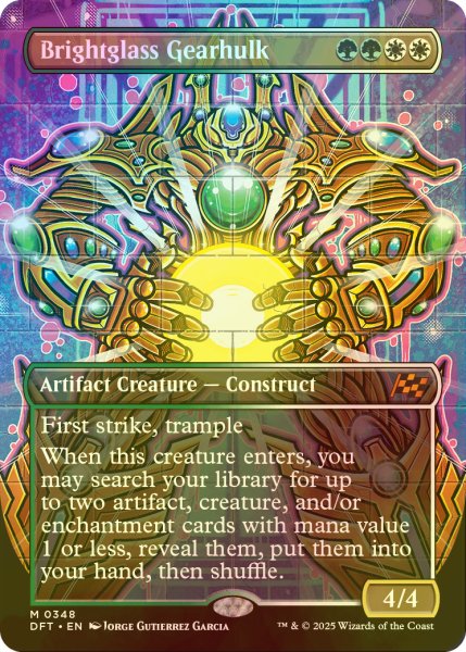 画像1: [FOIL] 輝晶の機械巨人/Brightglass Gearhulk (全面アート版) 《特価品》 【英語版】 [DFT-金MR] (1)