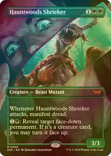 画像1: [FOIL] ホーントウッドの金切り魔/Hauntwoods Shrieker (全面アート・海外産ブースター版) 【英語版】 [DSK-緑MR] (1)