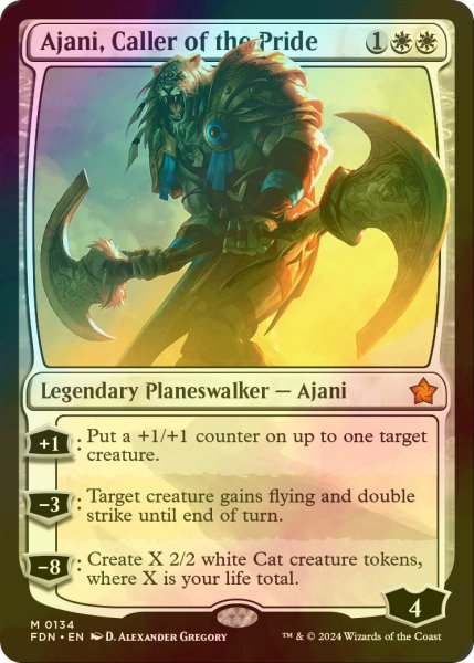 画像1: [FOIL] 群れの統率者アジャニ/Ajani, Caller of the Pride 【英語版】 [FDN-白MR] (1)