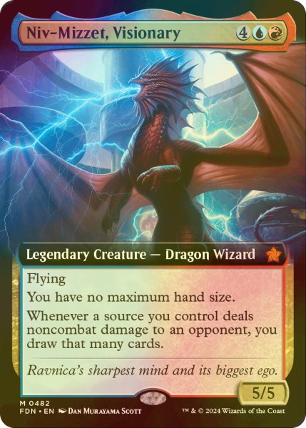 画像1: [FOIL] 先見者、ニヴ＝ミゼット/Niv-Mizzet, Visionary (拡張アート版) 【英語版】 [FDN-金MR] (1)