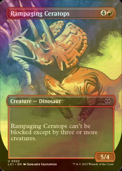 画像1: [FOIL] 暴走するケラトプス/Rampaging Ceratops (全面アート版) 【英語版】 [LCI-赤U] (1)