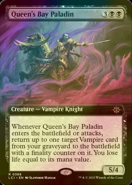 画像1: [FOIL] 女王湾の聖騎士/Queen's Bay Paladin (拡張アート版) 【英語版】 [LCI-黒R] (1)