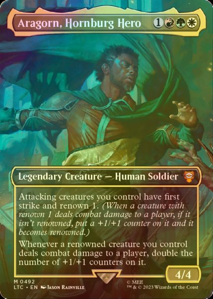 画像1: [FOIL] Aragorn, Hornburg Hero No.492 (全面アート版) 【英語版】 [LTC-金MR] (1)