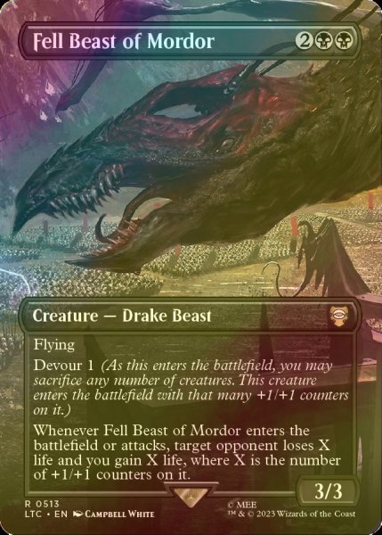 画像1: [FOIL] Fell Beast of Mordor No.513 (全面アート版) 【英語版】 [LTC-黒R] (1)