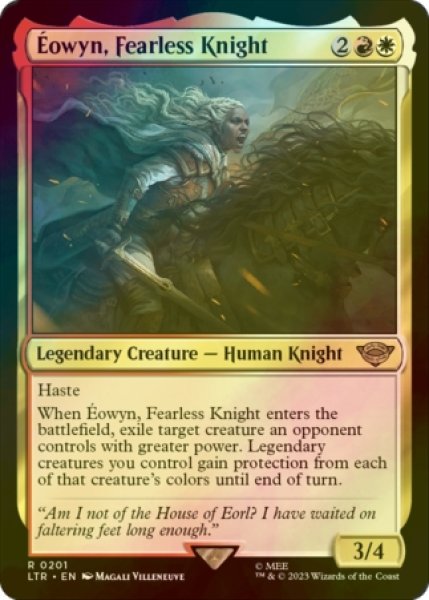 画像1: [FOIL] 恐れを知らぬ騎士、エオウィン/Eowyn, Fearless Knight 【英語版】 [LTR-金R] (1)