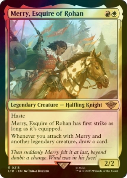 画像1: [FOIL] ローハン王家の小姓、メリー/Merry, Esquire of Rohan 【英語版】 [LTR-金R] (1)