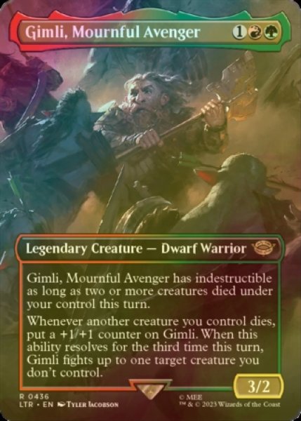 画像1: [FOIL] 死を悼む復讐者、ギムリ/Gimli, Mournful Avenger (全面アート・海外産ブースター版) 【英語版】 [LTR-金R] (1)