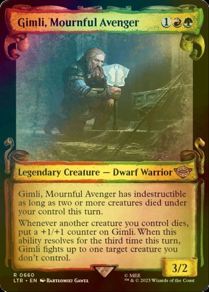 画像1: [FOIL] 死を悼む復讐者、ギムリ/Gimli, Mournful Avenger No.660 (ショーケース版) 【英語版】 [LTR-金R] (1)