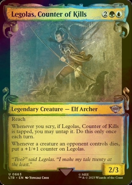 画像1: [FOIL] 打破数を競う者、レゴラス/Legolas, Counter of Kills No.663 (ショーケース版) 【英語版】 [LTR-金U] (1)