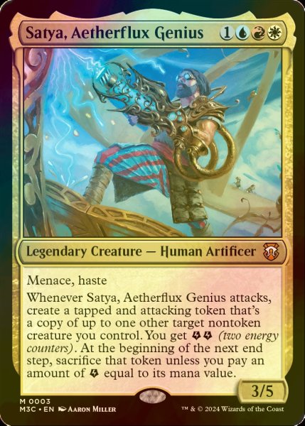 画像1: [FOIL] 霊気の俊英、サティア/Satya, Aetherflux Genius (統率者デッキ版) 【英語版】 [M3C-金MR] (1)