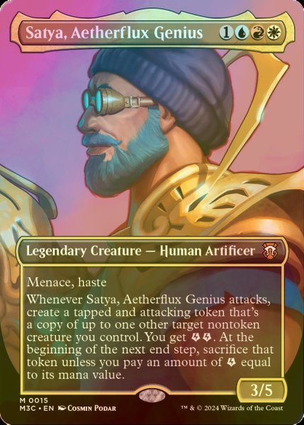 画像1: [FOIL] 霊気の俊英、サティア/Satya, Aetherflux Genius (全面アート・海外産ブースター版) 【英語版】 [M3C-金MR] (1)