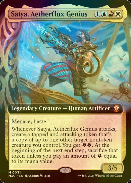 画像1: [FOIL] 霊気の俊英、サティア/Satya, Aetherflux Genius (拡張アート版) 【英語版】 [M3C-金MR] (1)