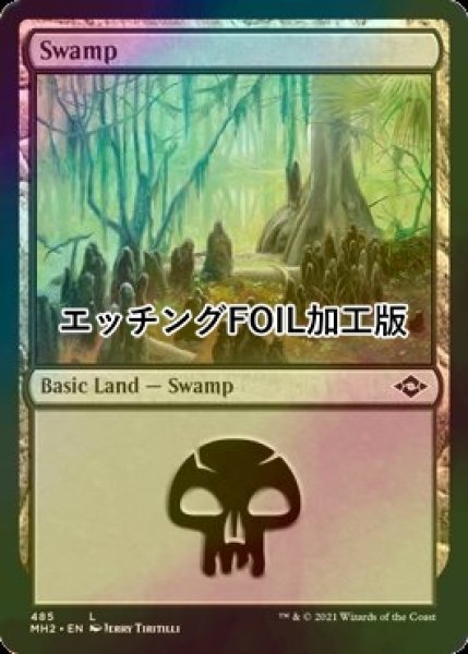 画像1: [FOIL] 沼/Swamp No.485 (エッチング仕様) 【英語版】 [MH2-土地C] (1)