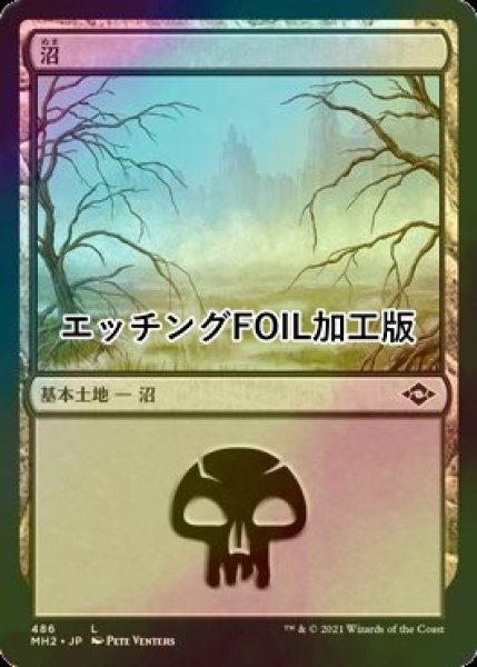 画像1: [FOIL] 沼/Swamp No.486 (エッチング仕様) 【日本語版】 [MH2-土地C] (1)