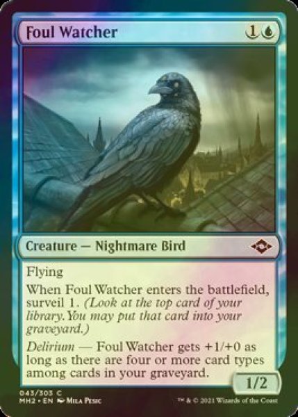 画像1: [FOIL] 邪悪な見張り/Foul Watcher 【英語版】 [MH2-青C] (1)