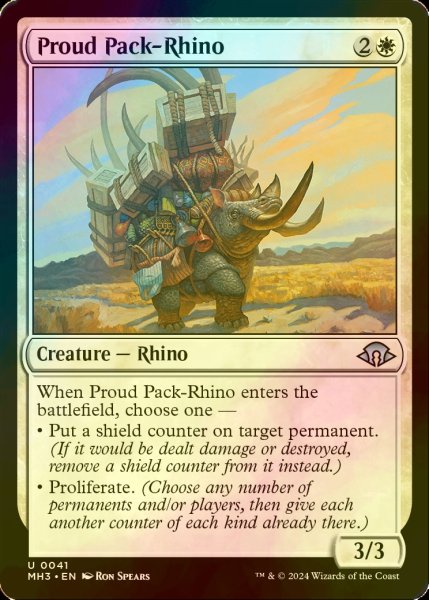 画像1: [FOIL] 得意げな荷サイ/Proud Pack-Rhino 【英語版】 [MH3-白U] (1)