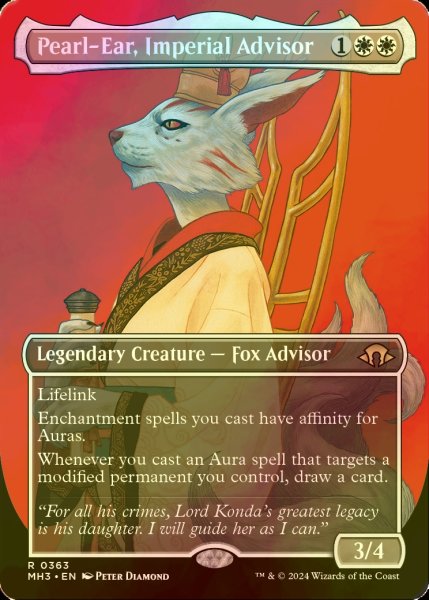 画像1: [FOIL] 皇国の相談役、真珠耳/Pearl-Ear, Imperial Advisor (全面アート・海外産ブースター版) 【英語版】 [MH3-白R] (1)