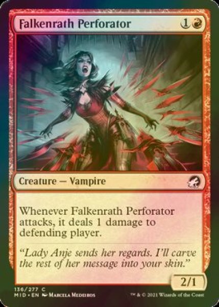 画像1: [FOIL] ファルケンラスの打ち抜く者/Falkenrath Perforator 【英語版】 [MID-赤C] (1)