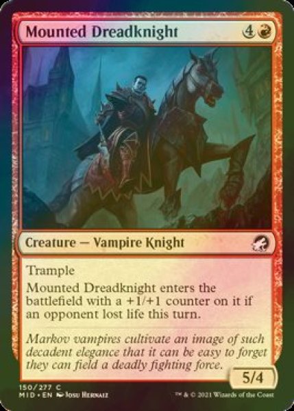 画像1: [FOIL] 馬上の戦慄騎士/Mounted Dreadknight 【英語版】 [MID-赤C] (1)