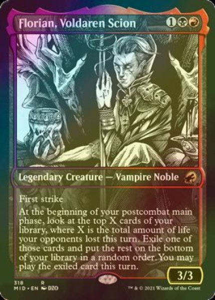 画像1: [FOIL] ヴォルダーレンの末裔、フロリアン/Florian, Voldaren Scion (ショーケース・海外産ブースター版) 【英語版】 [MID-金R] (1)