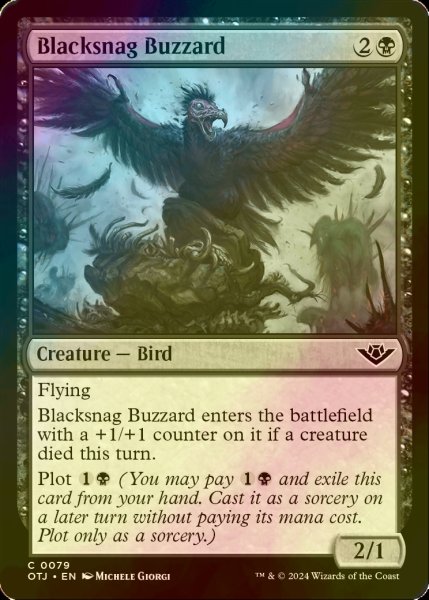 画像1: [FOIL] 黒鉤のノスリ/Blacksnag Buzzard 【英語版】 [OTJ-黒C] (1)