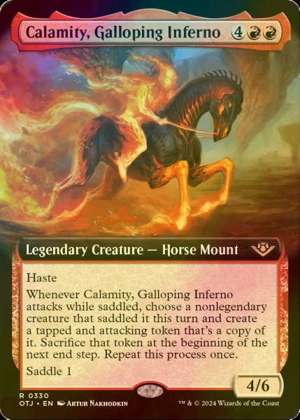 画像1: [FOIL] 早駆ける業火、カラミティ/Calamity, Galloping Inferno (拡張アート版) 【英語版】 [OTJ-赤R] (1)