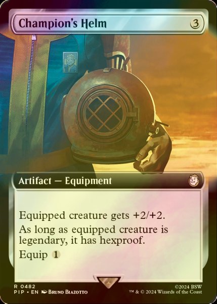 画像1: [FOIL] 勇者の兜/Champion's Helm No.482 (拡張アート版) 【英語版】 [PIP-灰R] (1)