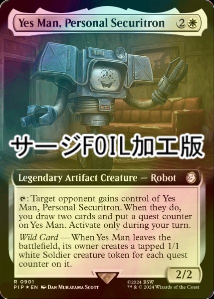 画像1: [FOIL] 個人用セキュリトロン、イエスマン/Yes Man, Personal Securitron No.901 (拡張アート版・サージ仕様) 【英語版】 [PIP-白R] (1)