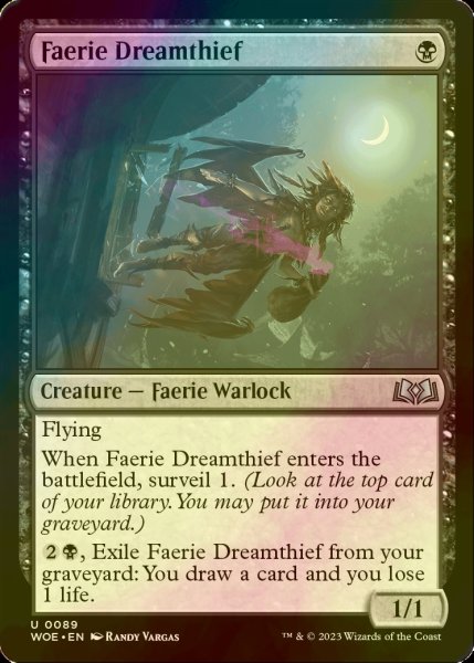 画像1: [FOIL] フェアリーの夢泥棒/Faerie Dreamthief 【英語版】 [WOE-黒U] (1)