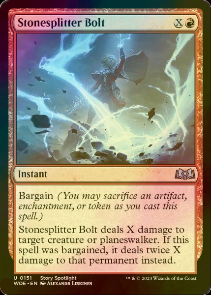 画像1: [FOIL] 石断ちの稲妻/Stonesplitter Bolt 【英語版】 [WOE-赤U] (1)