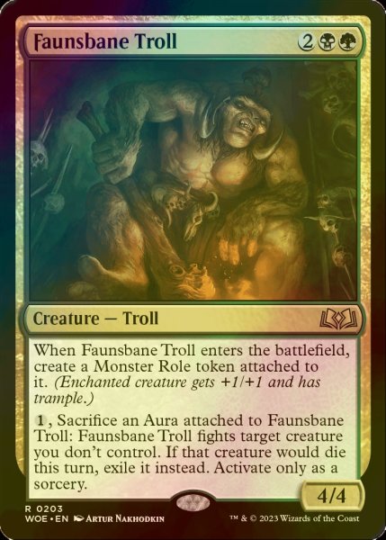 画像1: [FOIL] フォーン忌みのトロール/Faunsbane Troll 【英語版】 [WOE-金R] (1)