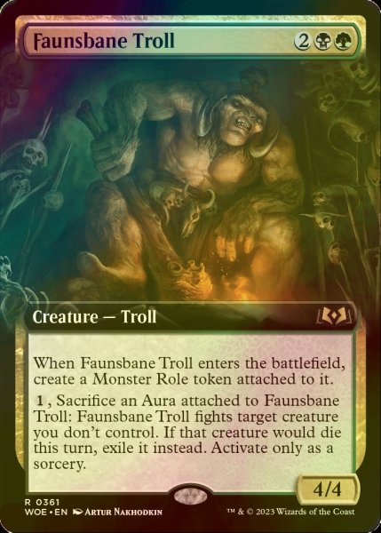 画像1: [FOIL] フォーン忌みのトロール/Faunsbane Troll (拡張アート版) 【英語版】 [WOE-金R] (1)